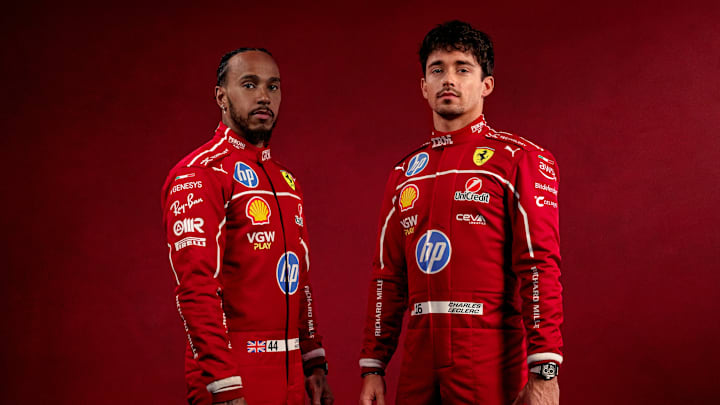 Lewis Hamilton and Charles Leclerc - 2025 Ferrari Race Suits Lewis Hamilton and Charles Leclerc - 2025 Ferrari Race Suits