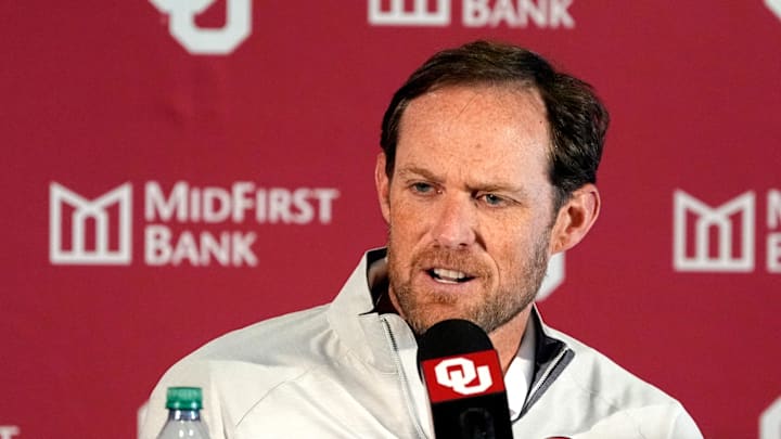 Oklahoma general manager Jim Nagy speaks to the media during the University of Oklahoma Sooners football spring press conference in Norman, Okla., Wednesday, March, 5, 2025.