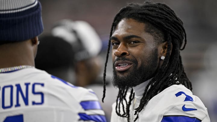 Dallas Cowboys cornerback Trevon Diggs looks on before the game between the Cowboys and the Baltimore Ravens.