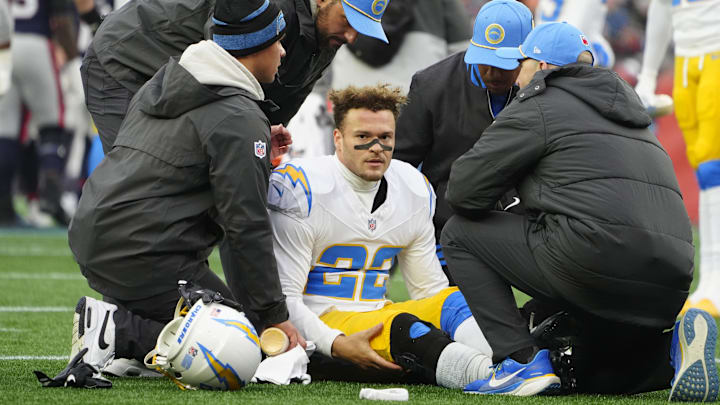 Chargers cornerback Elijah Molden, the former Husky, reportedly suffered a broken fibula against the Patriots. Chargers cornerback Elijah Molden, the former Husky, reportedly suffered a broken fibula against the Patriots.