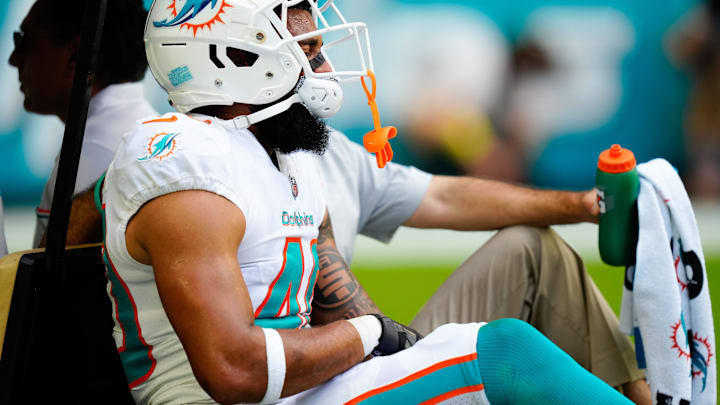 Oct 16, 2022; Miami Gardens, Florida, USA; Miami Dolphins cornerback Nik Needham (40) leaves the