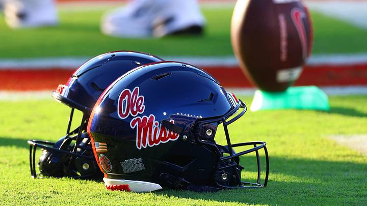 Aug 30, 2025; Oxford, Mississippi, USA; Mississippi Rebels helmets lay on the field prior to the game against the Georgia State Panthers at Vaught-Hemingway Stadium. Mandatory Credit: Petre Thomas-Imagn Images Aug 30, 2025; Oxford, Mississippi, USA; Mississippi Rebels helmets lay on the field prior to the game against the Georgia State Panthers at Vaught-Hemingway Stadium. Mandatory Credit: Petre Thomas-Imagn Images