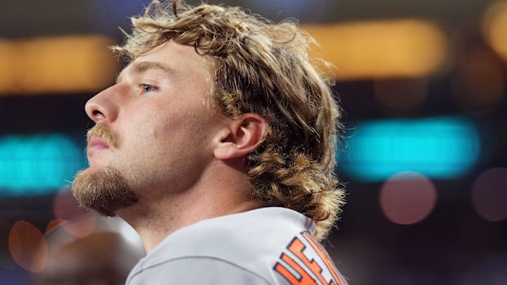 Apr 8, 2025; Phoenix, Arizona, USA; Baltimore Orioles shortstop Gunnar Henderson (2) looks on against the Arizona Diamondbacks during the fourth inning at Chase Field