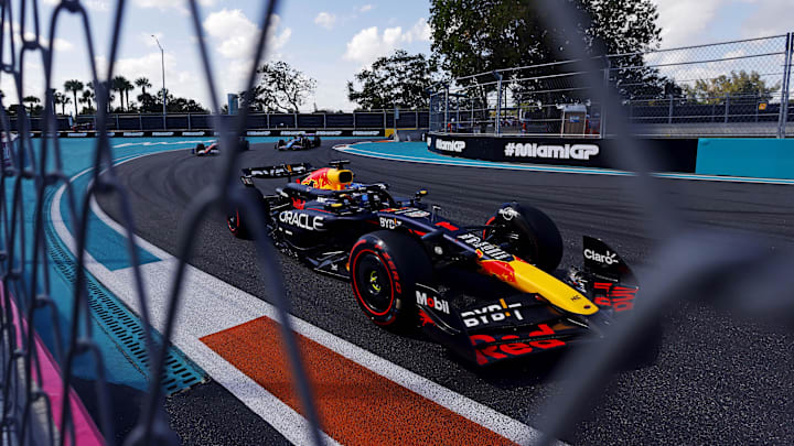May 4, 2024; Miami Gardens, Florida, USA; Red Bull Racing driver Max Verstappen (1) during F1