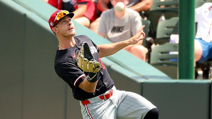Mar 25, 2024; North Port, Florida, USA; Minnesota Twins right fielder Max Kepler (26) catches a fly Mar 25, 2024; North Port, Florida, USA; Minnesota Twins right fielder Max Kepler (26) catches a fly