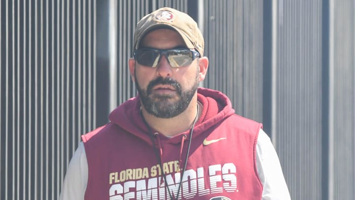 Florida State football and coaches players arrive for the 10th FSU spring football practice of the 2023 season on Tuesday, April 4, 2023.

John Papuchis 1 Of 1