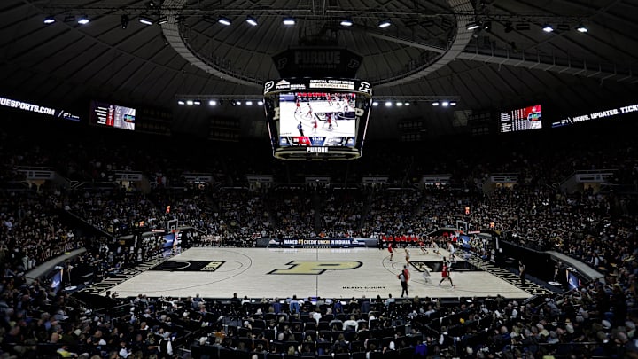Fans watch from the stands at Purdue's Mackey Arena Fans watch from the stands at Purdue's Mackey Arena