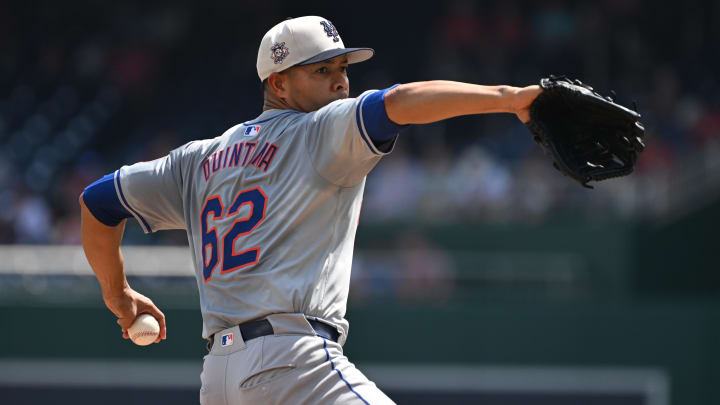 Jul 4, 2024; Washington, District of Columbia, USA; starting pitcher Jose Quintana (62) throws a pitch against the Washington Nationals during the first inning at Nationals Park. Mandatory Credit: Rafael Suanes-USA TODAY Sports Jul 4, 2024; Washington, District of Columbia, USA; starting pitcher Jose Quintana (62) throws a pitch against the Washington Nationals during the first inning at Nationals Park. Mandatory Credit: Rafael Suanes-USA TODAY Sports