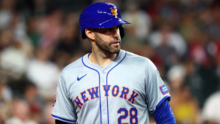 Aug 27, 2024; Phoenix, Arizona, USA; New York Mets designated hitter J.D. Martinez against the Arizona Diamondbacks at Chase Field. Mandatory Credit: Mark J. Rebilas-USA TODAY Sports