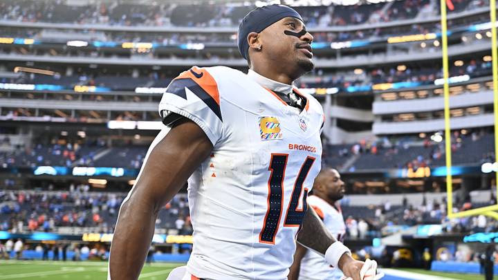 Oct 11, 2026; Inglewood, California, USA; Denver Broncos wide receiver Courtland Sutton (14) walks off the field after the game against the Los Angeles Chargers at SoFi Stadium. Oct 11, 2026; Inglewood, California, USA; Denver Broncos wide receiver Courtland Sutton (14) walks off the field after the game against the Los Angeles Chargers at SoFi Stadium.
