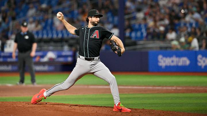 Jun 26, 2026; St. Petersburg, Florida, USA; Arizona Diamondbacks pitcher Zac Gallen (23) pitches during the seventh inning against Tampa Bay Rays at Tropicana Field. Mandatory Credit: Pablo Robles-Imagn Images Jun 26, 2026; St. Petersburg, Florida, USA; Arizona Diamondbacks pitcher Zac Gallen (23) pitches during the seventh inning against Tampa Bay Rays at Tropicana Field. Mandatory Credit: Pablo Robles-Imagn Images