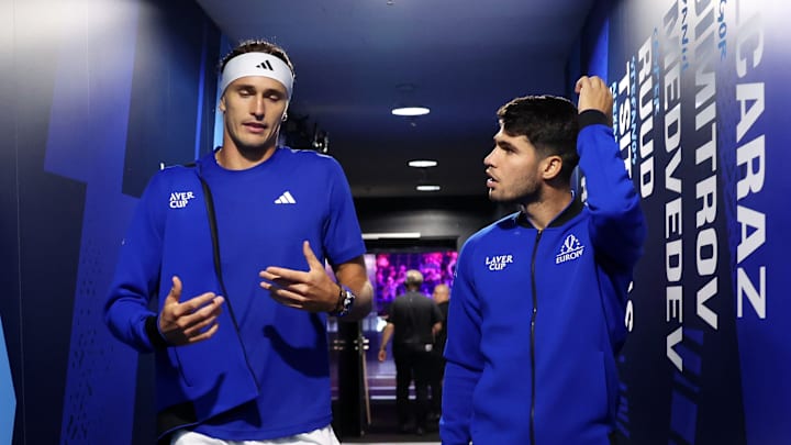 Alexander Zverev and Carlos Alcaraz at Laver Cup 2024