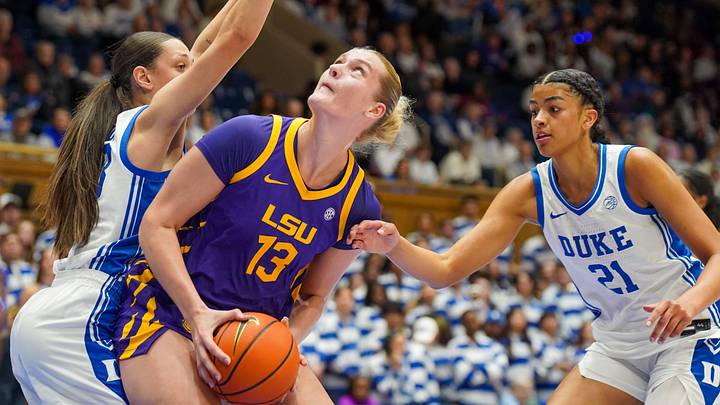 Louisiana State Tigers forward Kate Koval (13) looks to shoot during the first half of the game against the Duke Blue Devils.