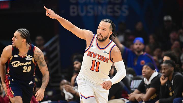 May 25, 2026; Cleveland, Ohio, USA; New York Knicks guard Jalen Brunson (11) reacts in the third quarter against the Cleveland Cavaliers during game four of the eastern conference finals for the 2026 NBA playoffs at Rocket Arena. Mandatory Credit: Ken Blaze-Imagn Images May 25, 2026; Cleveland, Ohio, USA; New York Knicks guard Jalen Brunson (11) reacts in the third quarter against the Cleveland Cavaliers during game four of the eastern conference finals for the 2026 NBA playoffs at Rocket Arena. Mandatory Credit: Ken Blaze-Imagn Images