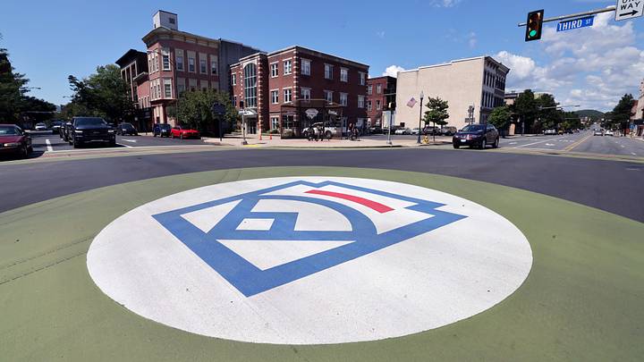 The Little League logo on Market Street in Williamsport, Pa. The Little League logo on Market Street in Williamsport, Pa.
