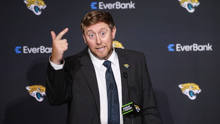 Liam Coen is getting roasted for an awkward moment in his first press conference as Jacksonville Jaguars head coach.