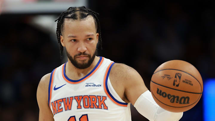 Jan 9, 2026; Phoenix, Arizona, USA; New York Knicks guard Jalen Brunson (11) against the Phoenix Suns at Mortgage Matchup Center. Mandatory Credit: Mark J. Rebilas-Imagn Images Jan 9, 2026; Phoenix, Arizona, USA; New York Knicks guard Jalen Brunson (11) against the Phoenix Suns at Mortgage Matchup Center. Mandatory Credit: Mark J. Rebilas-Imagn Images