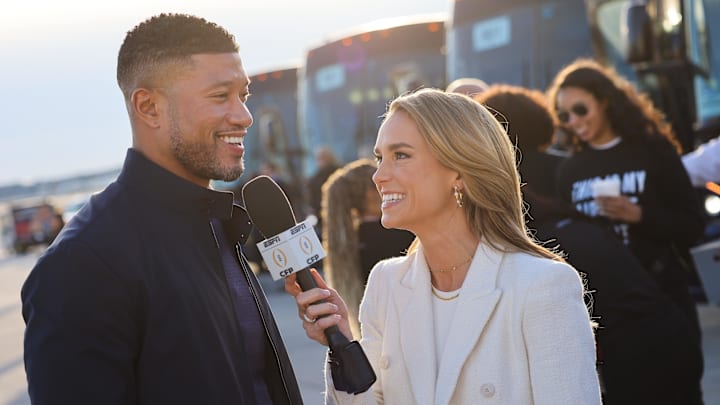 Jan 17, 2025; Atlanta, GA, USA; Notre Dame Fighting Irish head coach Marcus Freeman arrives at Hartsfield-Jackson Atlanta International Airport for the 2025 CFP National Championship game. 