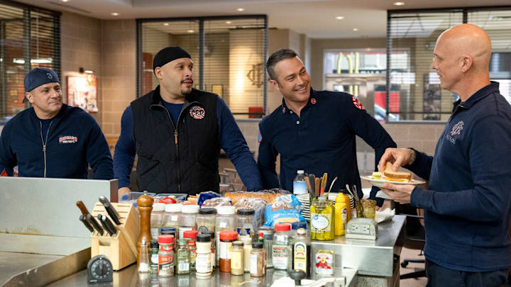 CHICAGO FIRE -- "No Survivors" Episode 916 -- Pictured: (l-r) Joe Minoso as Joe Cruz, Taylor Kinney as Kelly Severide, Randy Flagler as Capp -- (Photo by: Adrian S. Burrows Sr./NBC)