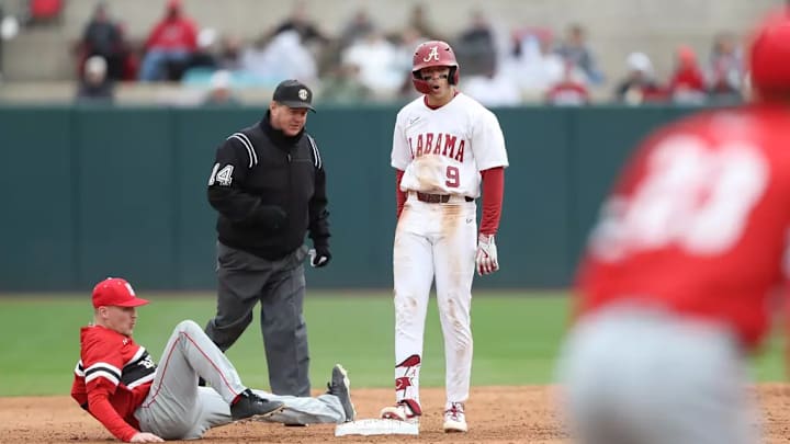 Alabama baseball's Bryce Fowler gets fired up in a game against Bradley. (Image credit: Alabama Athletics)