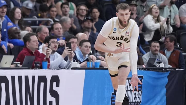 Purdue Boilermakers guard Braden Smith (3) reacts after a basket