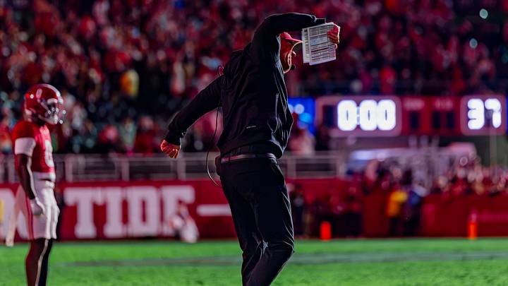 Alabama head coach Kalen DeBoer gets animated after a touchdown in the first half of the game against Georgia on Oct 10, 2026. Alabama head coach Kalen DeBoer gets animated after a touchdown in the first half of the game against Georgia on Oct 10, 2026.