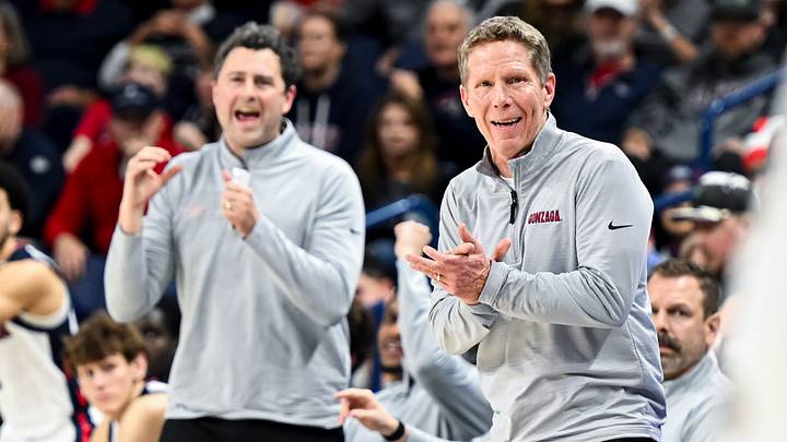 Gonzaga Bulldogs head coach Mark Few (right) and assistant coach Brian Michaelson (left). Gonzaga Bulldogs head coach Mark Few (right) and assistant coach Brian Michaelson (left).