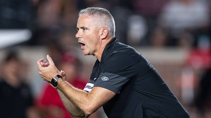 Florida State Seminoles head coach Mike Norvell coaches his players as they warm up after the game was delayed due to a power outage. The SMU Mustangs lead the Florida State Seminoles 17-10 at the end of the first half Monday, Sept. 7, 2026. Florida State Seminoles head coach Mike Norvell coaches his players as they warm up after the game was delayed due to a power outage. The SMU Mustangs lead the Florida State Seminoles 17-10 at the end of the first half Monday, Sept. 7, 2026.