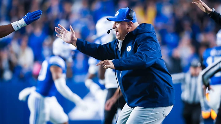 BYU head coach Kalani Sitake against TCU