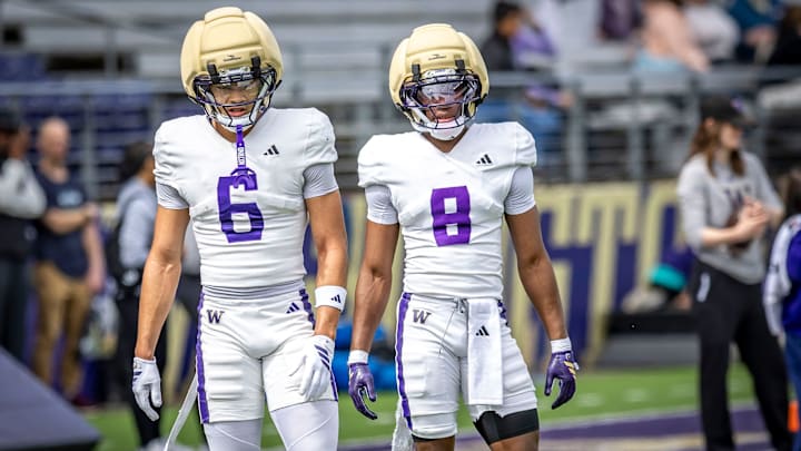 Dylan Robinson (6) and Manny Karnley (8) are the UW's projected No. 1 cornerbacks. 