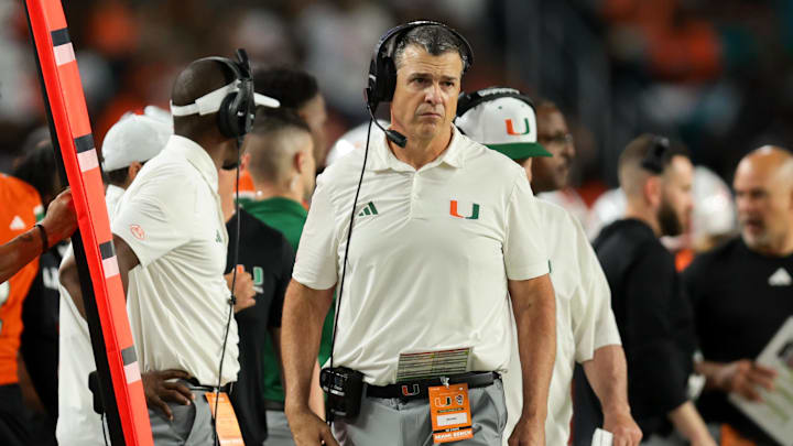 Miami Hurricanes head coach Mario Cristobal