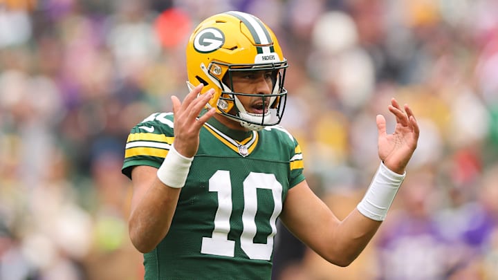 October 29, 2023; Green Bay, WI; Packers QB Jordan Love during Green Bay's Week 8 loss to the Minnesota Vikings