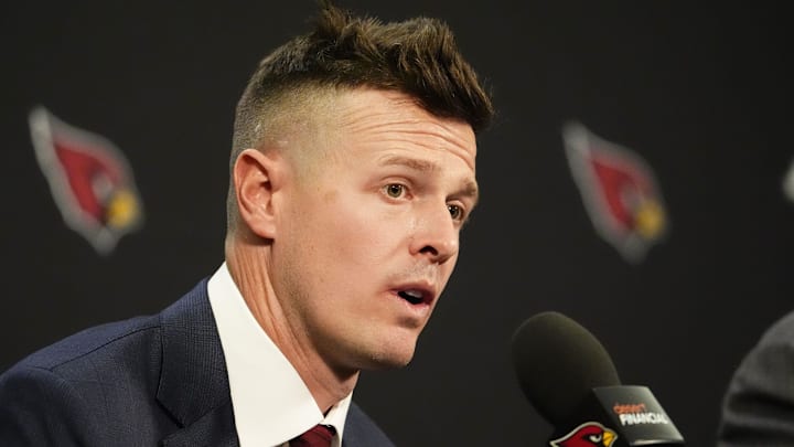 Arizona Cardinals new head coach Mike LaFleur at a news conference on Feb. 3, 2026, at Arizona Cardinals training center in Tempe. Arizona Cardinals new head coach Mike LaFleur at a news conference on Feb. 3, 2026, at Arizona Cardinals training center in Tempe.