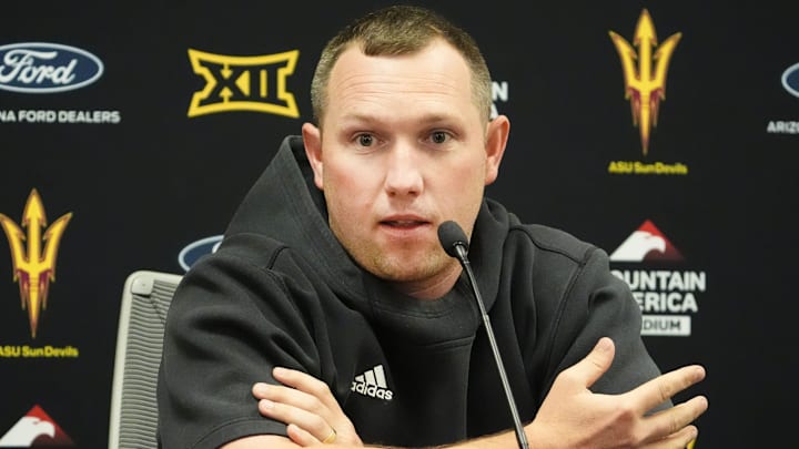 Arizona State head coach Kenny Dillingham holds a news conference on Oct. 27, 2025, in Tempe. Arizona State head coach Kenny Dillingham holds a news conference on Oct. 27, 2025, in Tempe.