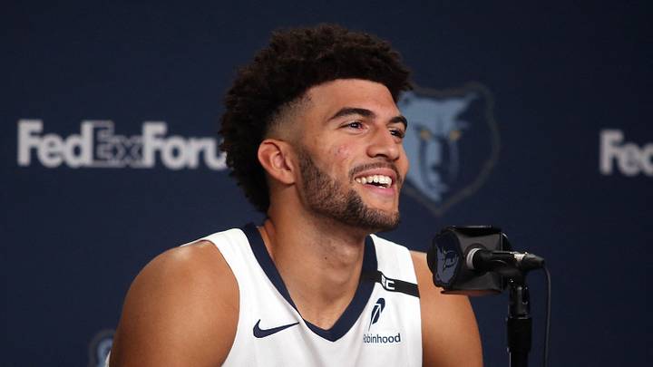 Sep 28, 2026; Memphis, TN, USA;  Memphis Grizzlies forward Cameron Boozer (27) speaks at media day at FedEx Forum.  Mandatory Credit: Petre Thomas-Imagn Images