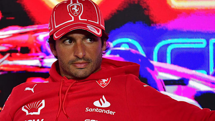 Nov 15, 2023; Las Vegas, Nevada, USA; Scuderia Ferrari driver Carlos Sainz Jr. of Spain during media
