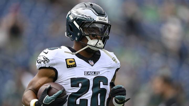 Philadelphia Eagles running back Saquon Barkley (26) warms up before the game against the Tennessee Titans at Nissan Stadium. Mandatory Credit: Steve Roberts-Imagn Images Philadelphia Eagles running back Saquon Barkley (26) warms up before the game against the Tennessee Titans at Nissan Stadium. Mandatory Credit: Steve Roberts-Imagn Images