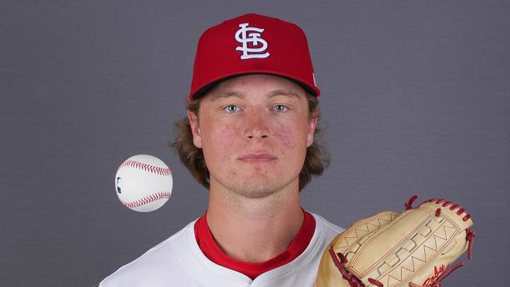Feb 20, 2025; Jupiter, FL, USA;  St. Louis Cardinals pitcher Tekoah Roby (38). Mandatory Credit: Jim Rassol-Imagn Images
