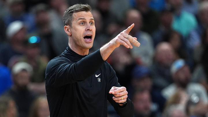 Mar 19, 2026; Greenville, SC, USA; Duke Blue Devils head coach Jon Scheyer reacts in the first half during a first round game of the men's 2026 NCAA Tournament at Bon Secours Wellness Arena. Mandatory Credit: Jim Dedmon-Imagn Images
