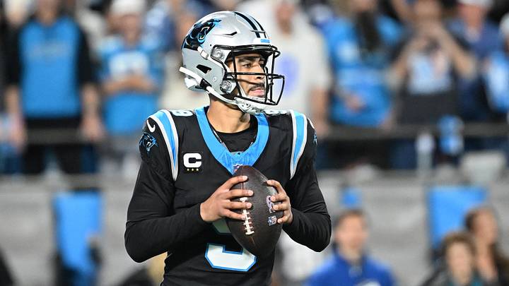 Jan 10, 2026; Charlotte, NC, USA; Carolina Panthers quarterback Bryce Young (9) drops back to pass against the Los Angeles Rams in the first half during the NFC Wild Card Round game at Bank of America Stadium. Mandatory Credit: Bob Donnan-Imagn Images Jan 10, 2026; Charlotte, NC, USA; Carolina Panthers quarterback Bryce Young (9) drops back to pass against the Los Angeles Rams in the first half during the NFC Wild Card Round game at Bank of America Stadium. Mandatory Credit: Bob Donnan-Imagn Images