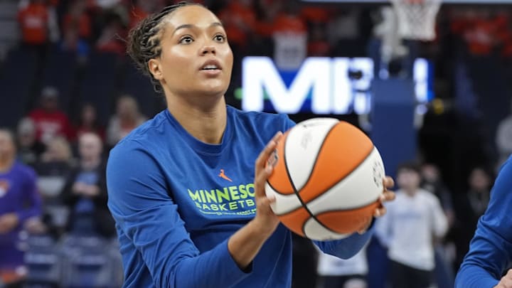 Minnesota Lynx forward Napheesa Collier (24) prepares to play a game against the Phoenix Mercury at Target Center. Minnesota Lynx forward Napheesa Collier (24) prepares to play a game against the Phoenix Mercury at Target Center.