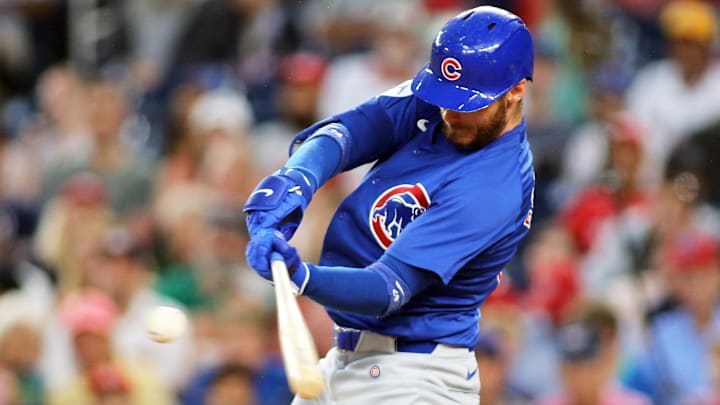 Aug 30, 2024; Washington, District of Columbia, USA; Chicago Cubs right fielder Cody Bellinger (24) hits a two-run home run during the second inning against the Washington Nationals at Nationals Park