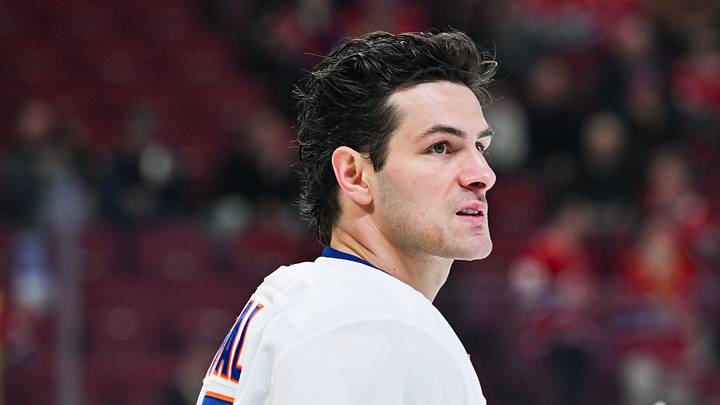 Mar 21, 2026; Montreal, Quebec, CAN; New York Islanders center Mathew Barzal (13) looks on during warm-up before the game against the Montreal Canadiens at Bell Centre. Mandatory Credit: David Kirouac-Imagn Images Mar 21, 2026; Montreal, Quebec, CAN; New York Islanders center Mathew Barzal (13) looks on during warm-up before the game against the Montreal Canadiens at Bell Centre. Mandatory Credit: David Kirouac-Imagn Images