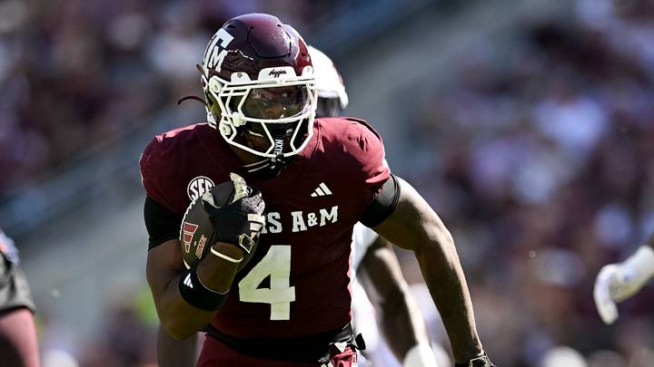 Sep 27, 2025; College Station, Texas, USA; Texas A&M Aggies running back Rueben Owens II (4) runs the ball during the first half against the Auburn Tigers at Kyle Field. Mandatory Credit: Maria Lysaker-Imagn Images Sep 27, 2025; College Station, Texas, USA; Texas A&M Aggies running back Rueben Owens II (4) runs the ball during the first half against the Auburn Tigers at Kyle Field. Mandatory Credit: Maria Lysaker-Imagn Images