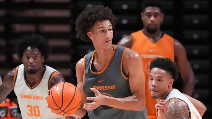 Tennessee's Nate Ament at basketball practice on July 14, 2025, in Knoxville, Tennessee.