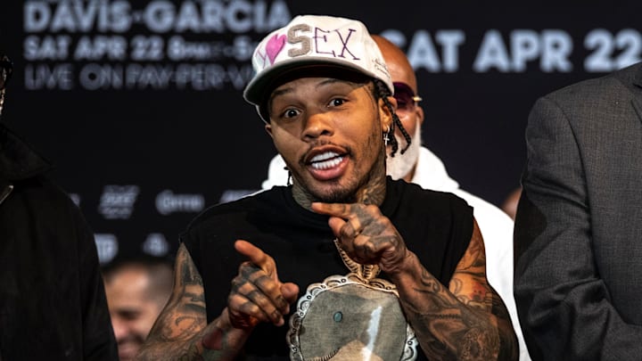 Gervonta 'Tank' Davis addresses the media at the final press conference on April 20, 2023.