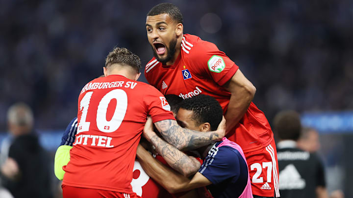 Hamburger Jubel nach dem 1:0 bei Hertha BSC