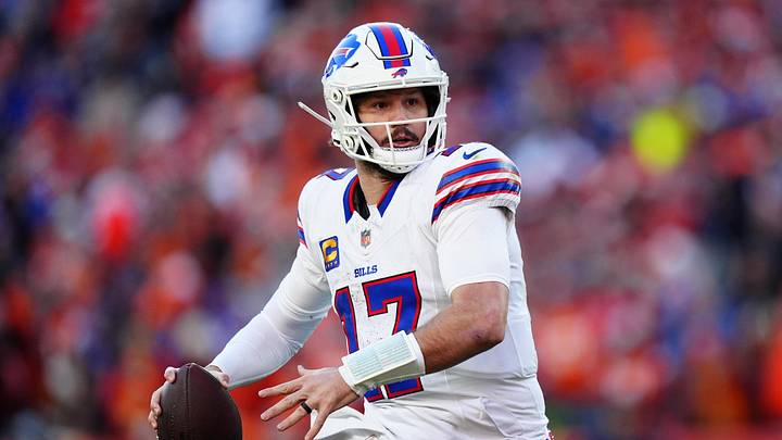 Jan 17, 2026; Denver, CO, USA; Buffalo Bills quarterback Josh Allen (17) rolls out during the second quarter of an AFC Divisional Round playoff game against the Denver Broncos at Empower Field at Mile High. Mandatory Credit: Ron Chenoy-Imagn Images Jan 17, 2026; Denver, CO, USA; Buffalo Bills quarterback Josh Allen (17) rolls out during the second quarter of an AFC Divisional Round playoff game against the Denver Broncos at Empower Field at Mile High. Mandatory Credit: Ron Chenoy-Imagn Images