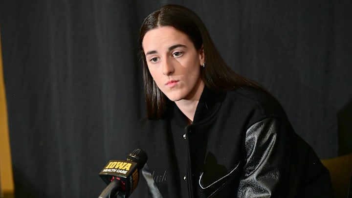 Former Iowa player Caitlin Clark answers questions during a press conference on February 2, 2025. Former Iowa player Caitlin Clark answers questions during a press conference on February 2, 2025.