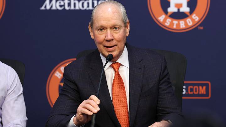 Houston Astros owner Jim Crane talks during a press conference. Credit: Troy Taormina-Imagn Images
